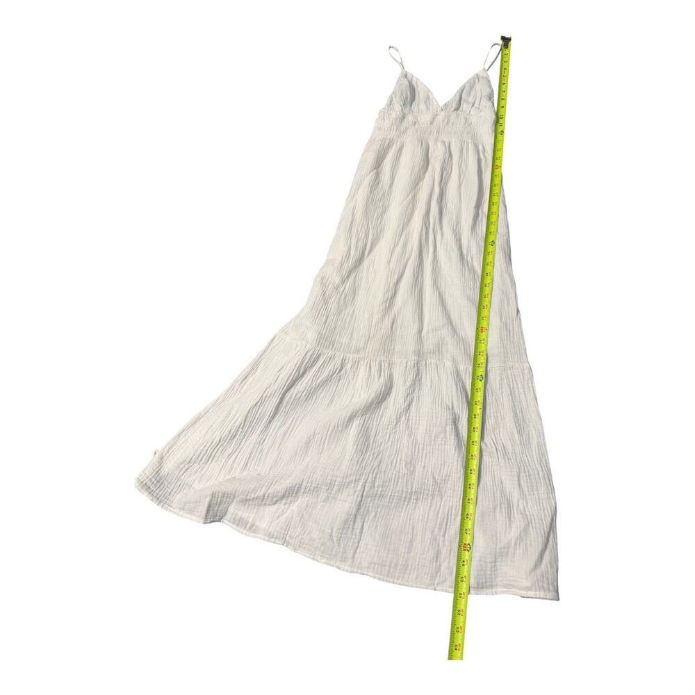 Sim & Sam White Cotton Dress Medium V-Neck Open Back Boho Cottagecore Summer - Picture 8 of 15